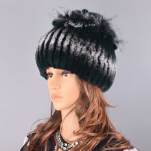 Load image into Gallery viewer, Raglaido Fur Hats for Women Winter Real Rex Rabbit Hat floral kniting female warm snow caps ladies elegant princess hat LQ11299