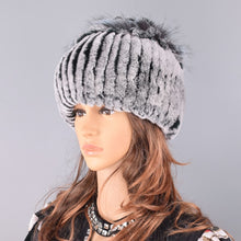 Load image into Gallery viewer, Raglaido Fur Hats for Women Winter Real Rex Rabbit Hat floral kniting female warm snow caps ladies elegant princess hat LQ11299