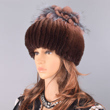 Load image into Gallery viewer, Raglaido Fur Hats for Women Winter Real Rex Rabbit Hat floral kniting female warm snow caps ladies elegant princess hat LQ11299