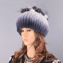 Load image into Gallery viewer, Raglaido Fur Hats for Women Winter Real Rex Rabbit Hat floral kniting female warm snow caps ladies elegant princess hat LQ11299