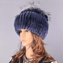 Load image into Gallery viewer, Raglaido Fur Hats for Women Winter Real Rex Rabbit Hat floral kniting female warm snow caps ladies elegant princess hat LQ11299