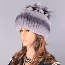 Load image into Gallery viewer, Raglaido Fur Hats for Women Winter Real Rex Rabbit Hat floral kniting female warm snow caps ladies elegant princess hat LQ11299