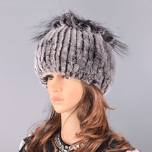 Load image into Gallery viewer, Raglaido Fur Hats for Women Winter Real Rex Rabbit Hat floral kniting female warm snow caps ladies elegant princess hat LQ11299