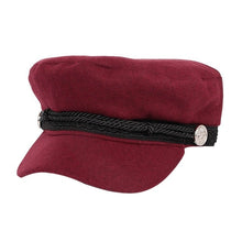 Load image into Gallery viewer, Fashion black Hat Winter Cap Wool Hat Women Button Cap Casual Street wear rope flat Cap Elegant Solid Autumn