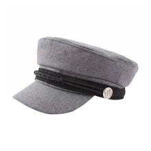 Load image into Gallery viewer, Fashion black Hat Winter Cap Wool Hat Women Button Cap Casual Street wear rope flat Cap Elegant Solid Autumn