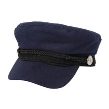Load image into Gallery viewer, Fashion black Hat Winter Cap Wool Hat Women Button Cap Casual Street wear rope flat Cap Elegant Solid Autumn